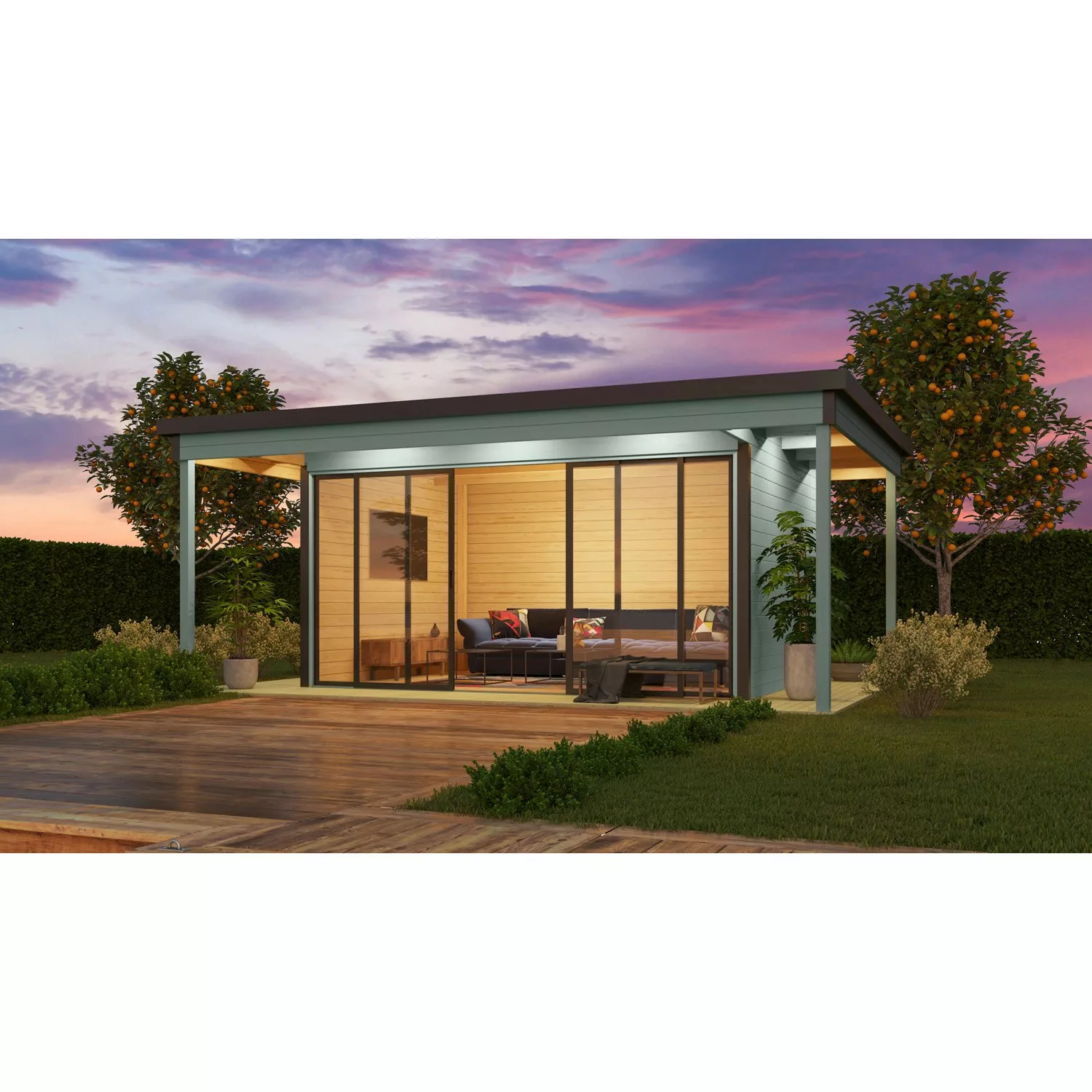 Lasita Maja Gartenhaus Domeo 4 Loggia Gletschergrün 578 cm x 402 cm günstig online kaufen