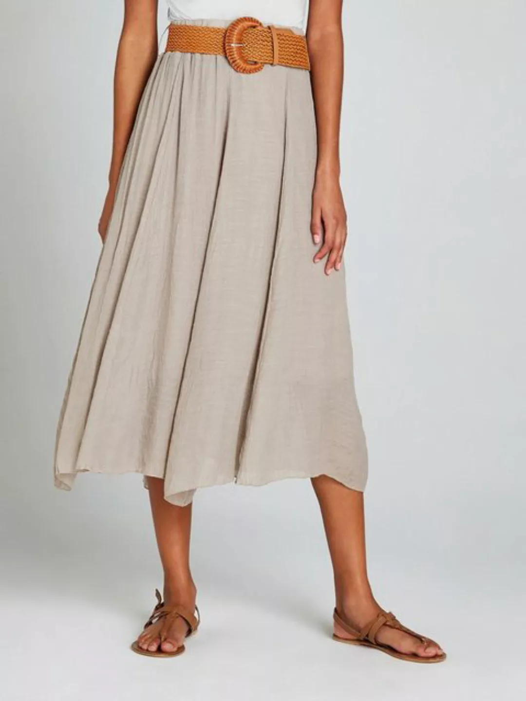 Apricot Midirock Crinkle Shimmer Belt Midi Skirt, mit Flechtgürtel, im Crin günstig online kaufen