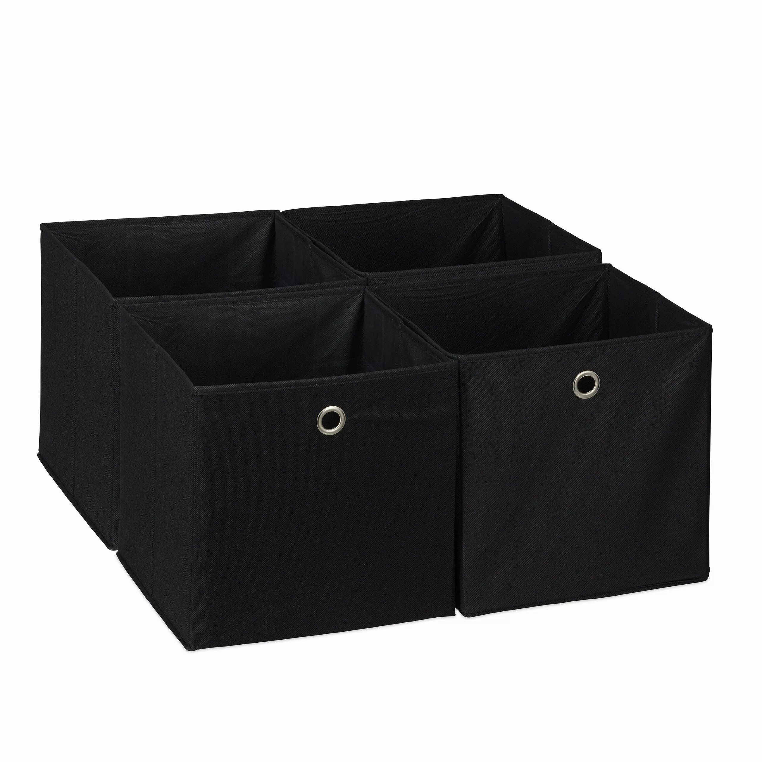relaxdays Aufbewahrungsbox im 4er Set, Schwarz günstig online kaufen