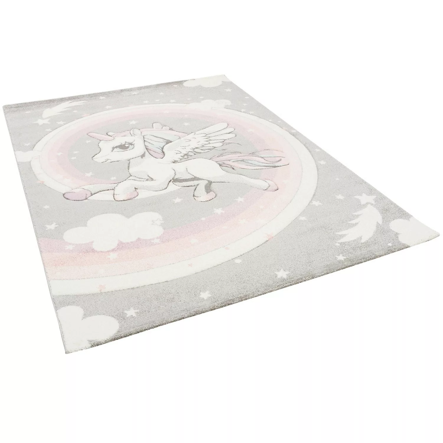 Pergamon Kinder Teppich Maui Kids Pastell Einhorn Grau 80x150cm günstig online kaufen