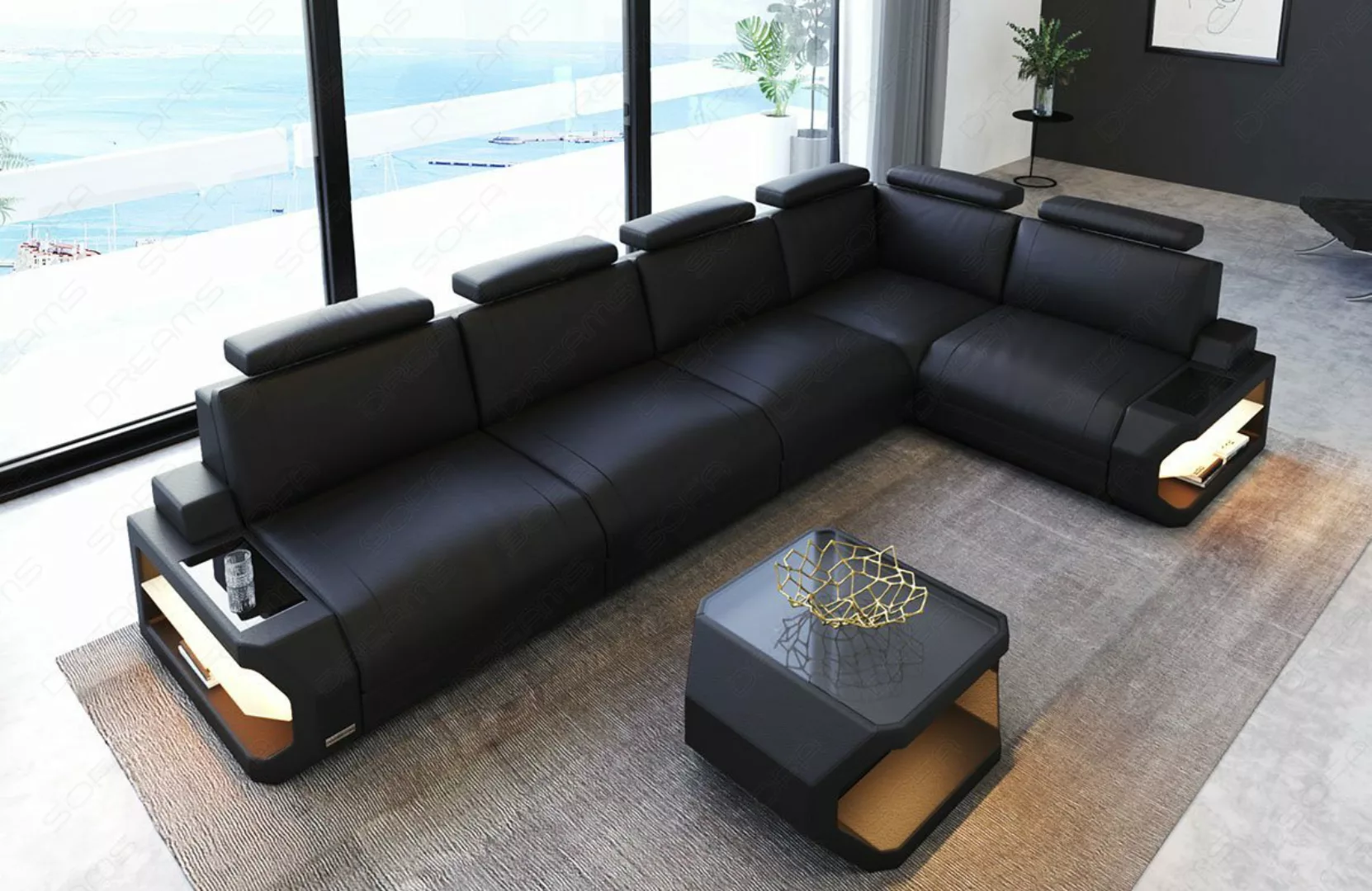 Sofa Dreams Ecksofa Leder Sofa Couch Siena L Form lang Ledercouch, L-Form L günstig online kaufen
