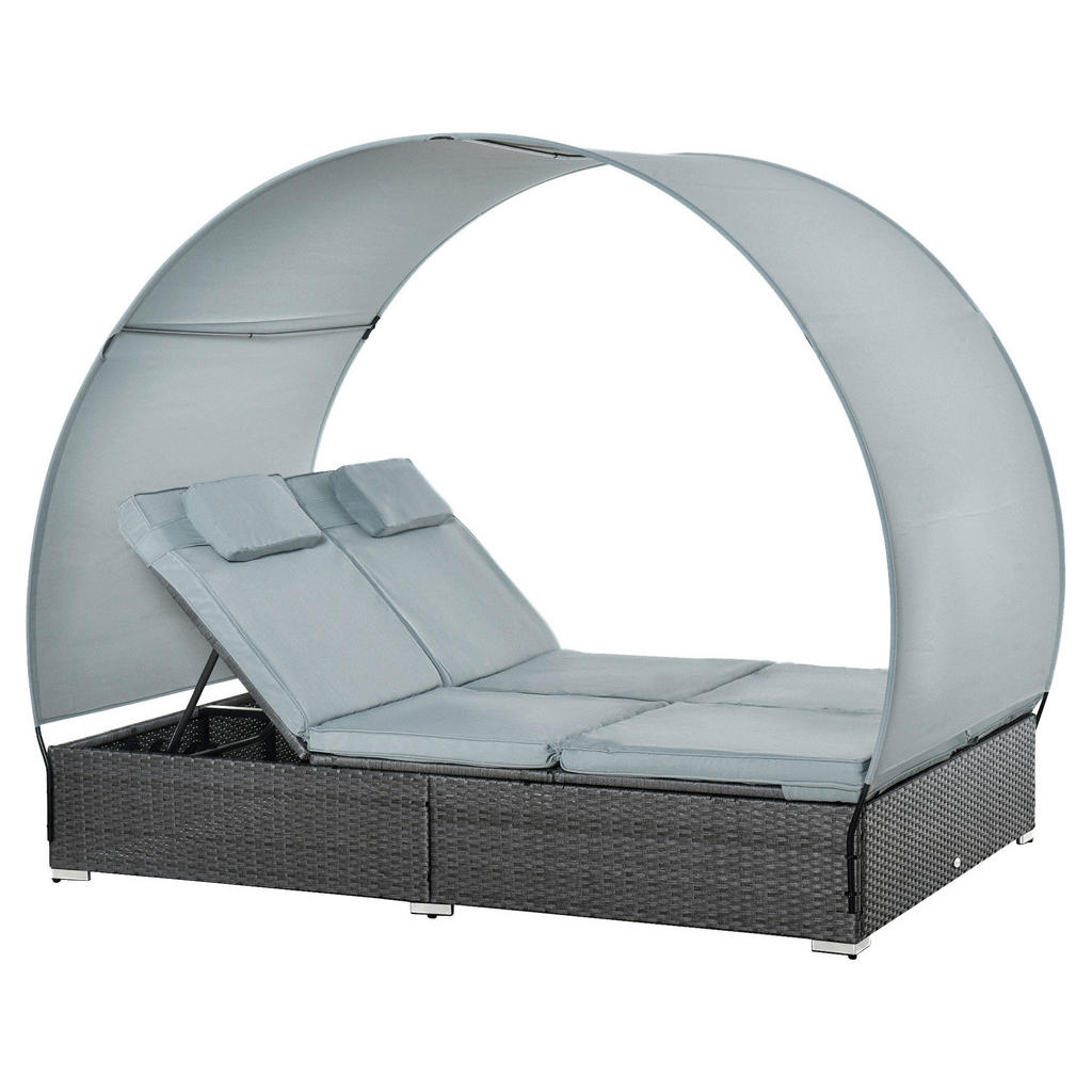 Outsunny Gartenliege grau Polyrattan B/H/L: ca. 137x196x36,5 cm günstig online kaufen