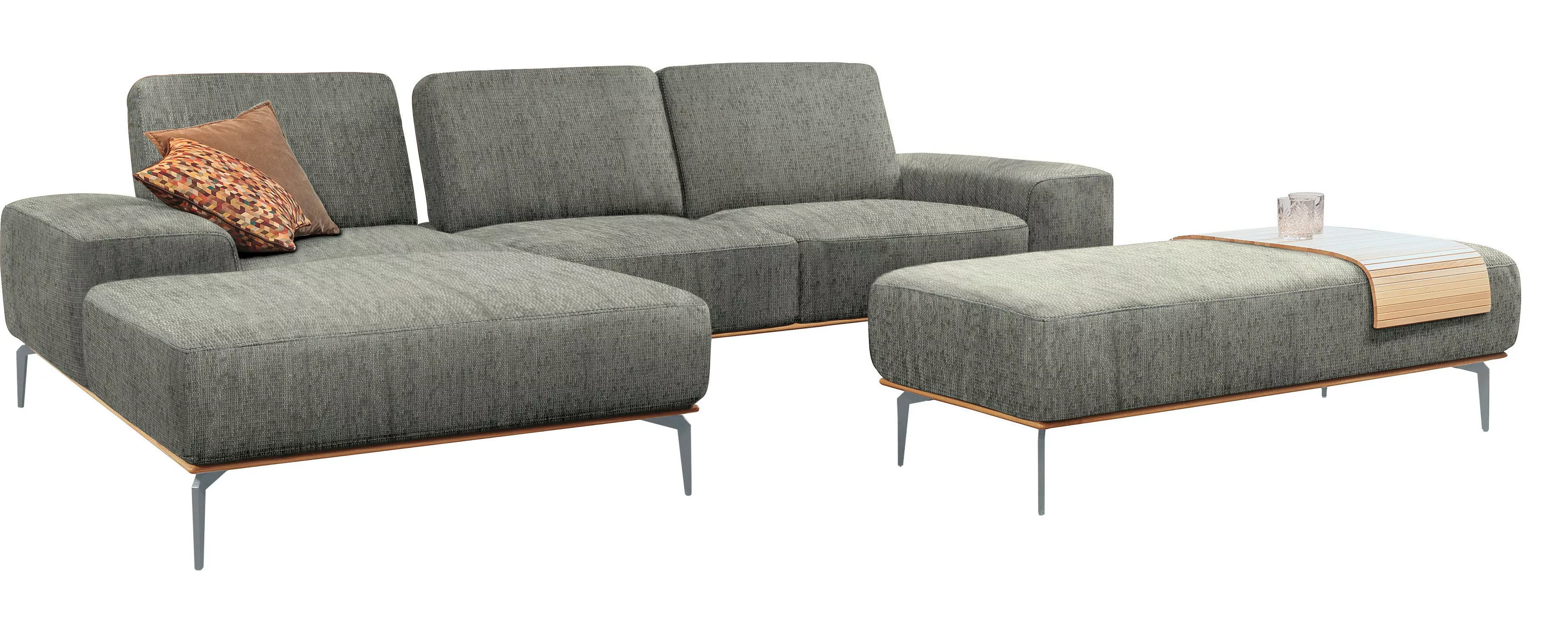 W.SCHILLIG Ecksofa run, mit elegantem Holzsockel, Füße in Silber matt, Brei günstig online kaufen