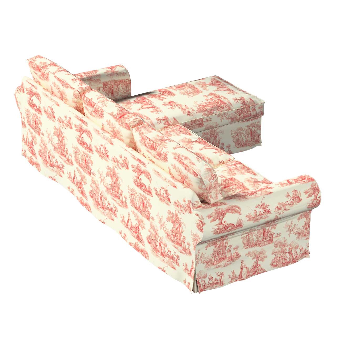 Bezug für Ektorp 2-Sitzer Sofa mit Recamiere, creme- rot, Ektorp 2-Sitzer S günstig online kaufen