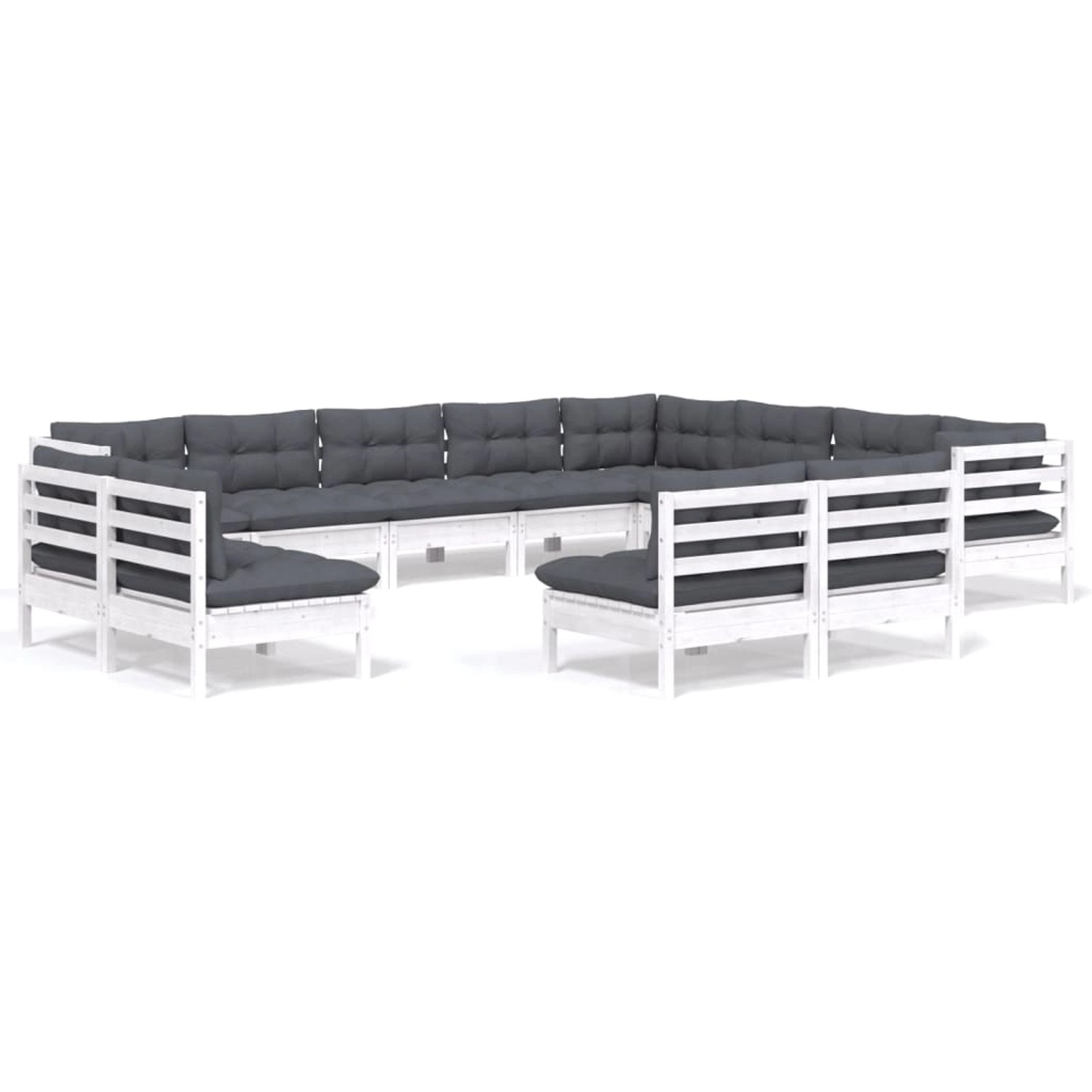 vidaXL 12-Tlg Garten-Lounge-Set mit Kissen Weiß Massivholz Kiefer 3096876 günstig online kaufen