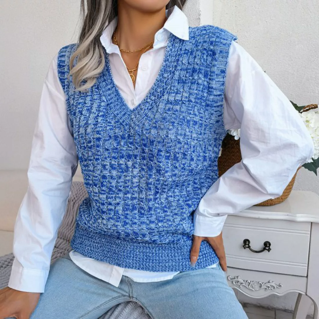 RUZU UG Strickweste Pullover Strickweste V-Ausschnitt Weste DamenWeste Pull günstig online kaufen