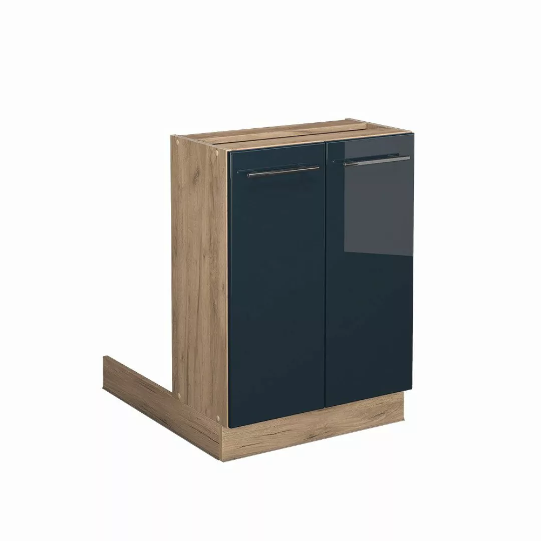 Vicco Unterschrank Fame-Line, Dunkelblau Hochglanz/Goldkraft Eiche, günstig online kaufen