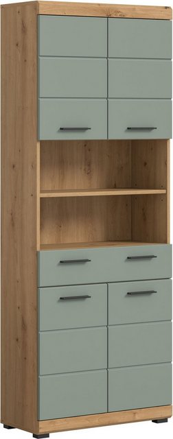 xonox.home Hochschrank Badschrank Salbei/Artisan Eiche Nachbildung 74x191x3 günstig online kaufen