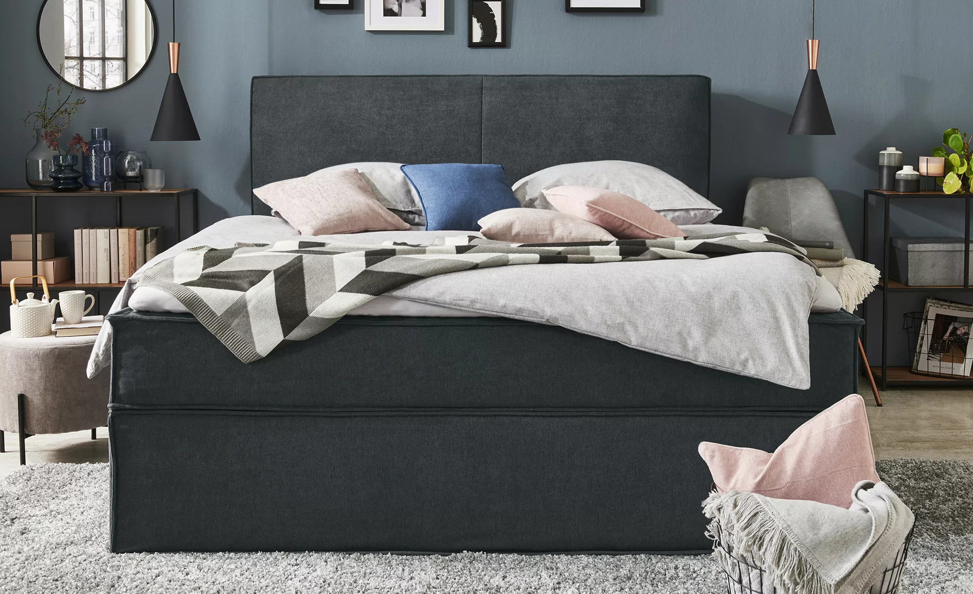 Boxi Boxspringbett 160 x 200 cm mit trendigem Keder Boxi Urban ¦ grau ¦ Maß günstig online kaufen