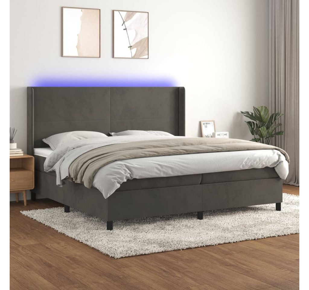 vidaXL Boxspringbett Boxspringbett mit Matratze LED Dunkelgrau 200x200 cm S günstig online kaufen