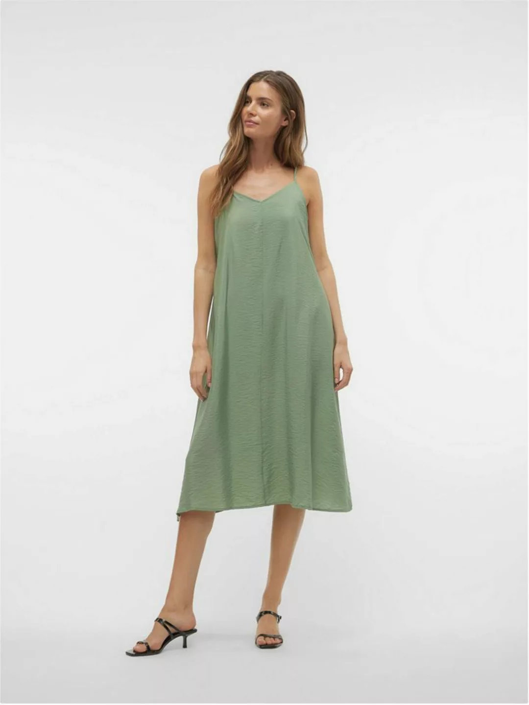 Vero Moda Shirtkleid Legeres Spaghettiträger Kleid mit Seidenoptik Wadenlan günstig online kaufen