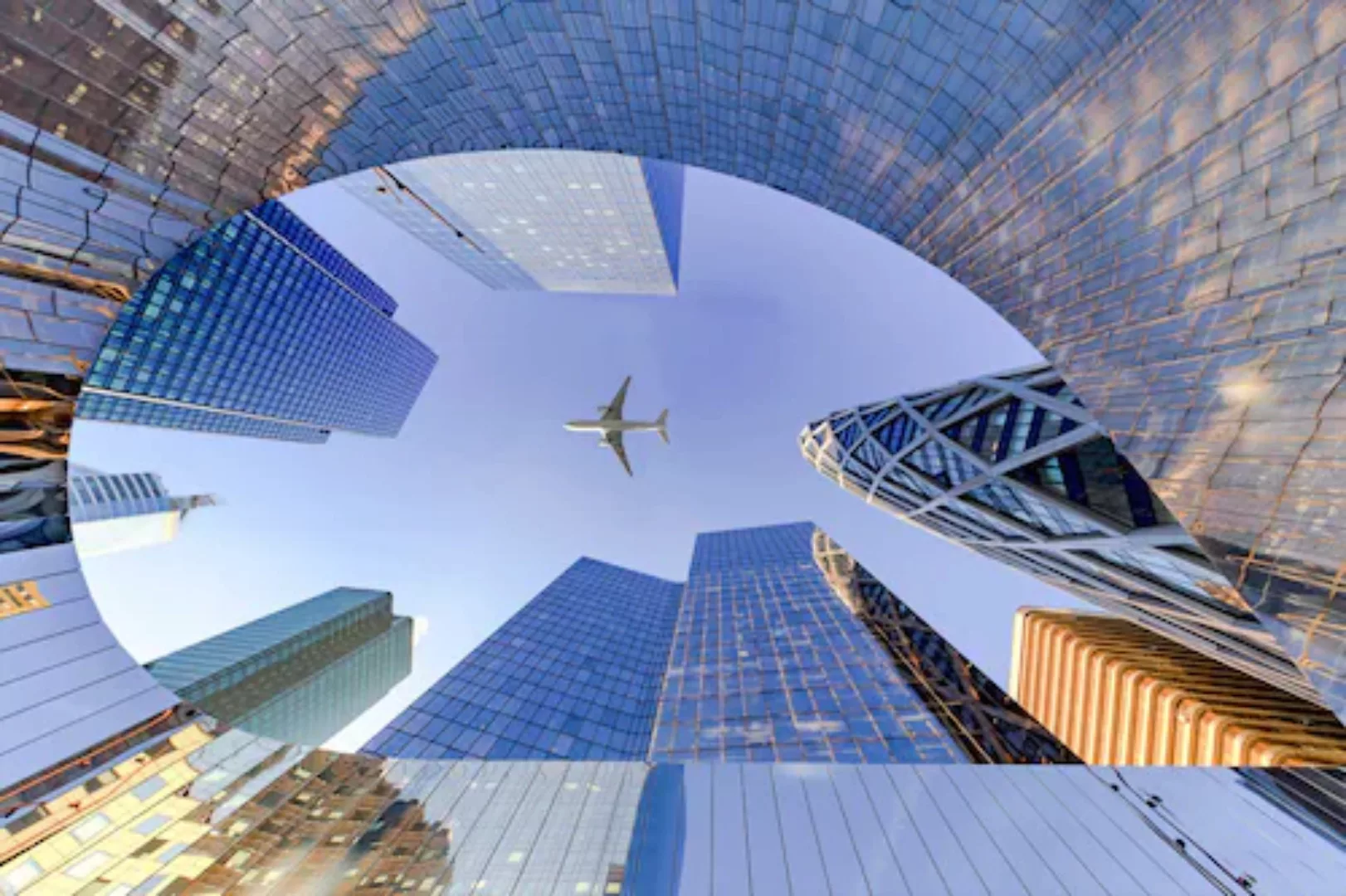 Papermoon Fototapete »Flugzeug über Stadt« günstig online kaufen
