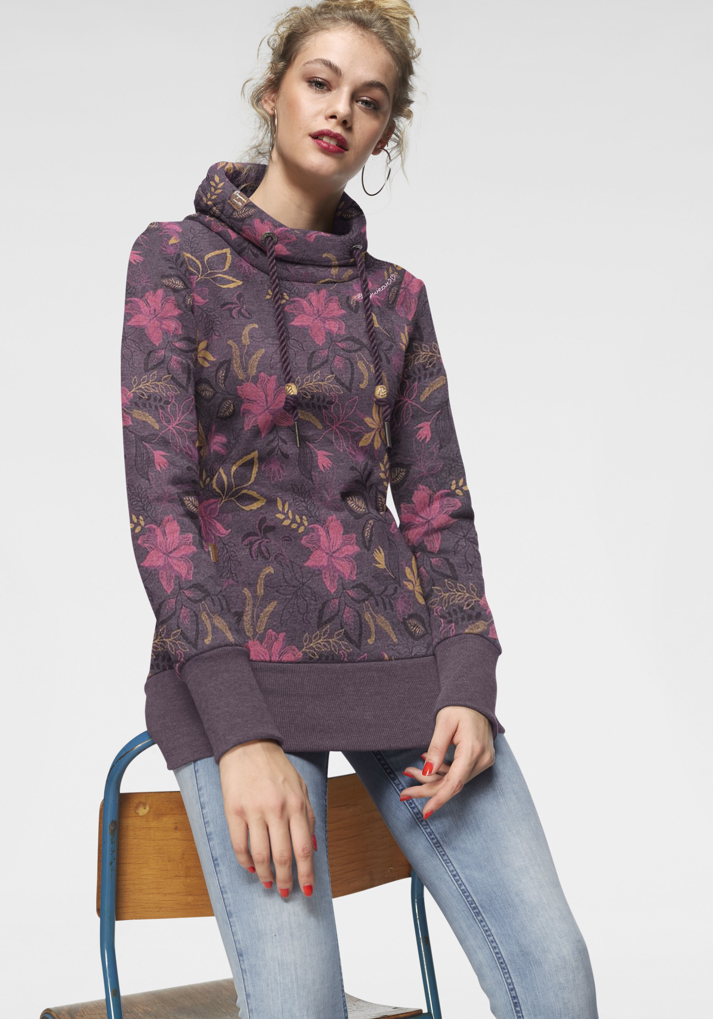 Ragwear Sweatshirt "NESKA O", Kapuzen-Sweater mit asymetrischem Schalkragen günstig online kaufen