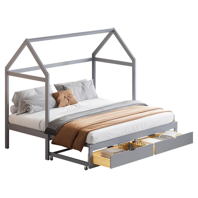 IDEASY Jugendbett Kinderbett, 90/180 x 190 cm, ausziehbar, mit 2 Schubladen günstig online kaufen