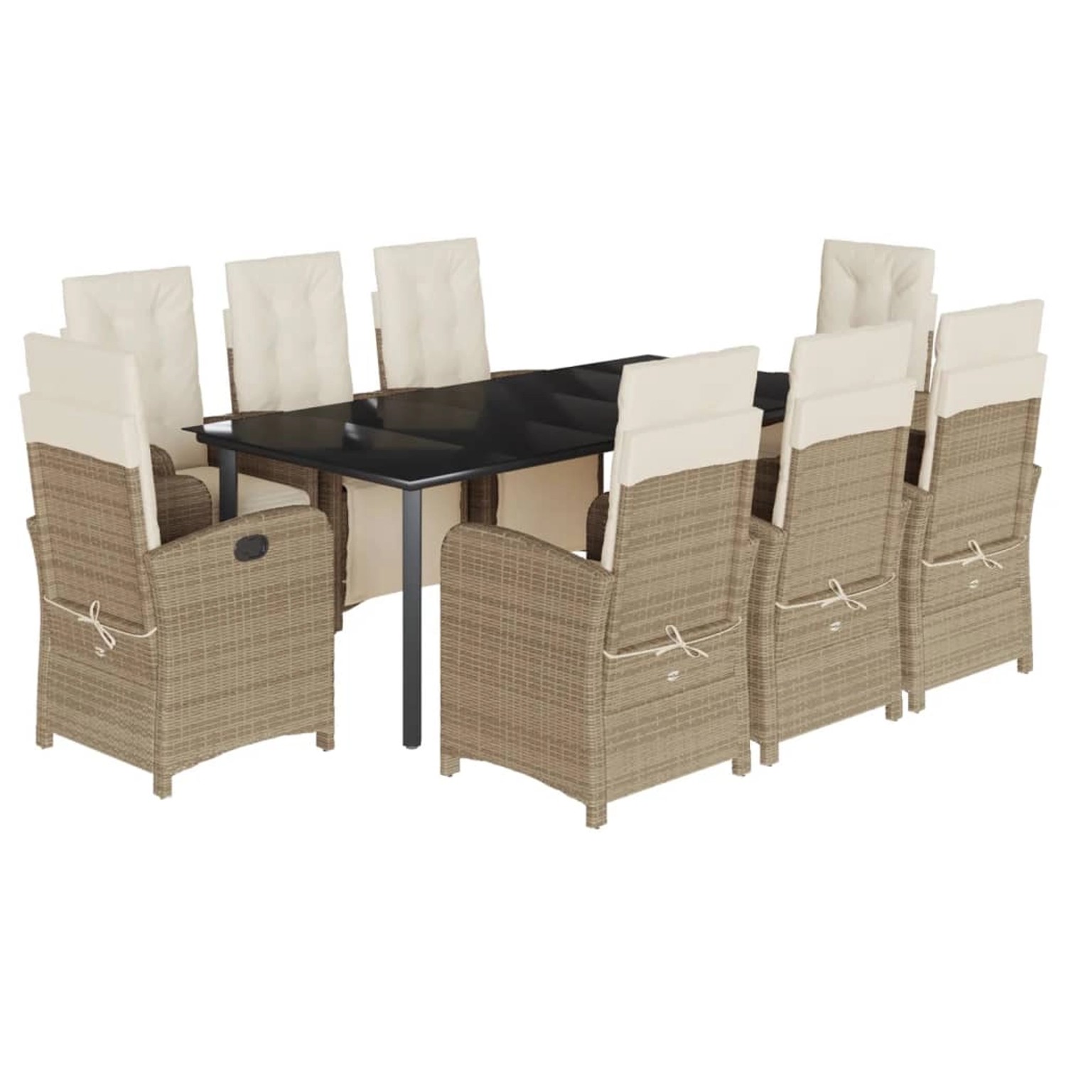 vidaXL 9-Tlg Garten-Essgruppe mit Kissen Beige Poly Rattan 3212583 günstig online kaufen