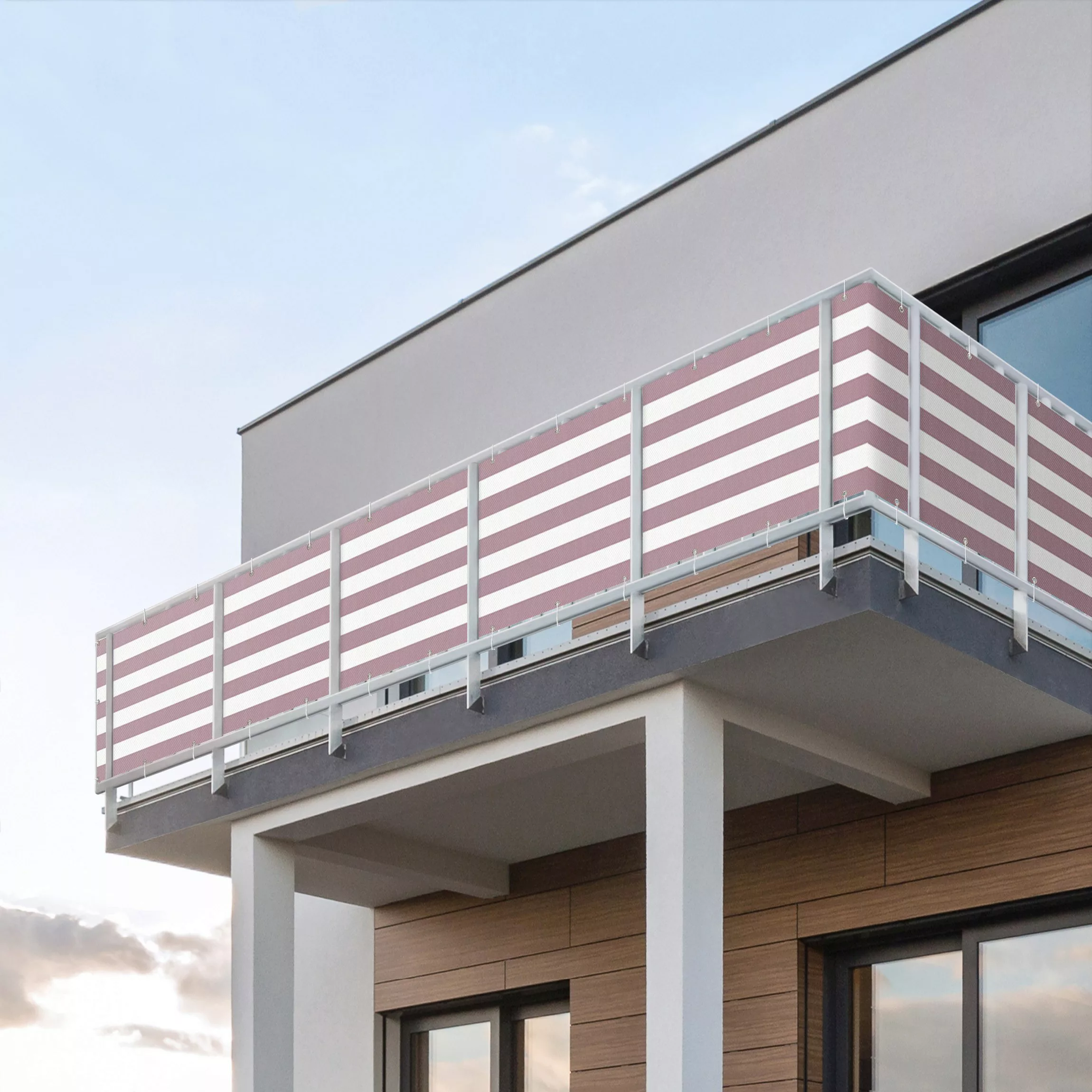Balkon Sichtschutz Querstreifen in Malve günstig online kaufen