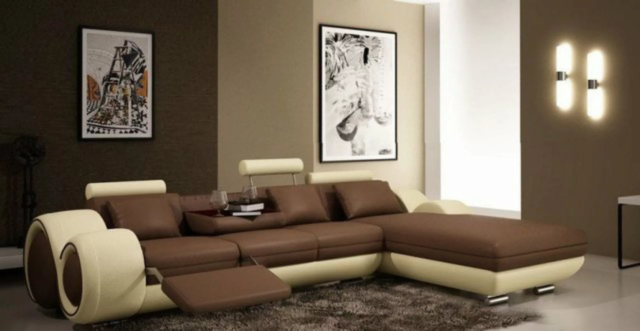 JVmoebel Ecksofa Patentiertes Design Ecksofa Sofa + USB,Polster Leder Ecke günstig online kaufen