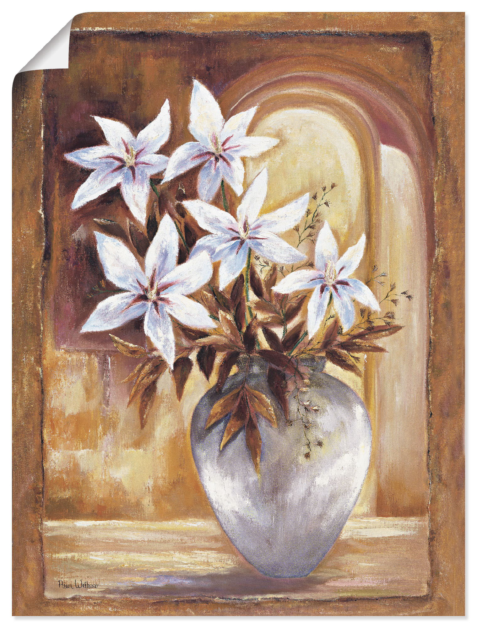 Artland Wandbild "Weiße Blumen in Vase II", Blumen, (1 St.), als Leinwandbi günstig online kaufen