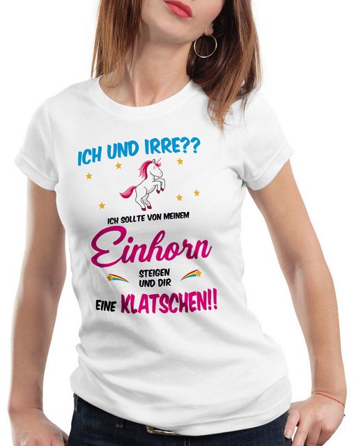 style3 T-Shirt ICH und IRRE? Einhorn absteigen klatschen Einhörner Fun Spru günstig online kaufen