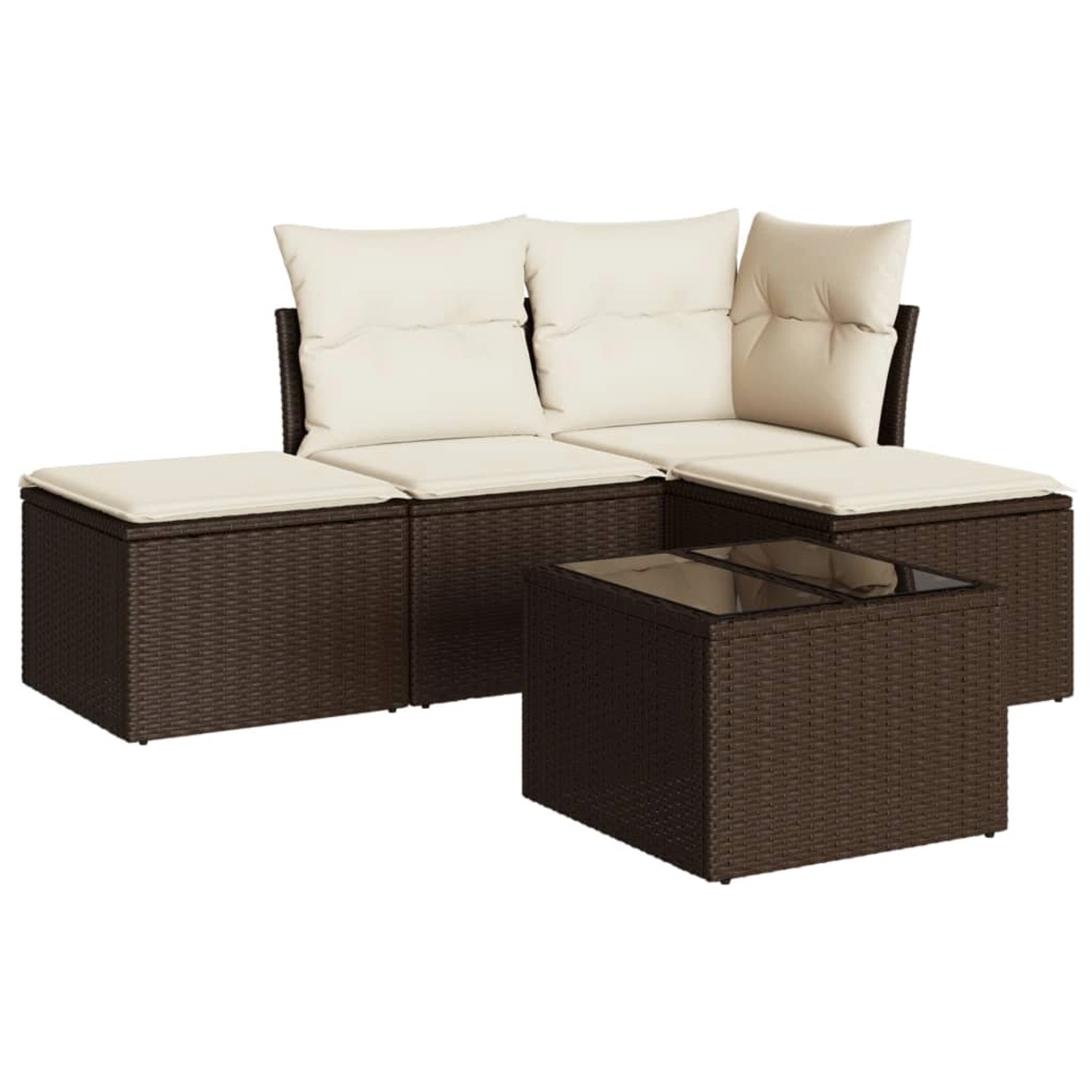 vidaXL 5-Tlg Garten-Sofagarnitur mit Kissen Braun Poly Rattan 3249332 günstig online kaufen