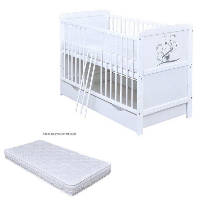 Baby-Delux Babybett Luna Teddy Wippe, Kinderbett Gitterbett 140x70 weiß mit günstig online kaufen