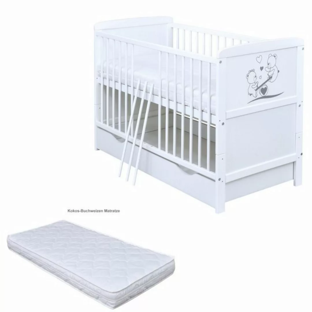 Baby-Delux Babybett Luna Teddy Wippe, Kinderbett Gitterbett 140x70 weiß mit günstig online kaufen