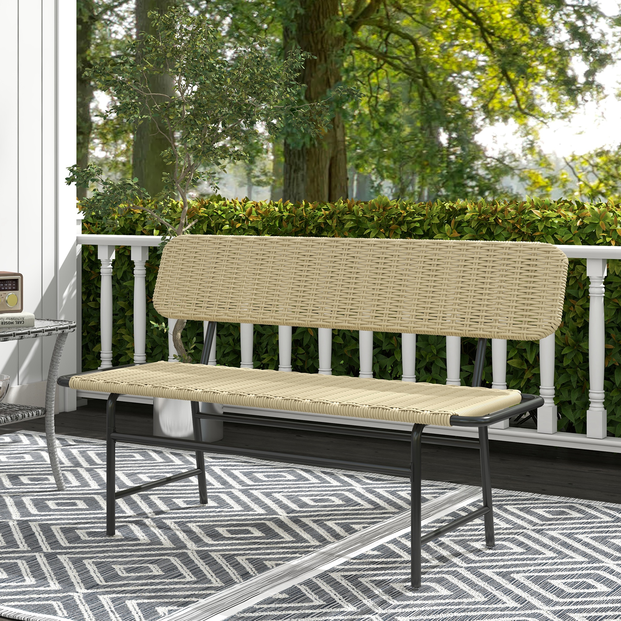 Outsunny Polyrattan Sitzbank 2-Sitzer Gartenbank ohne Armlehne, belastbar b günstig online kaufen