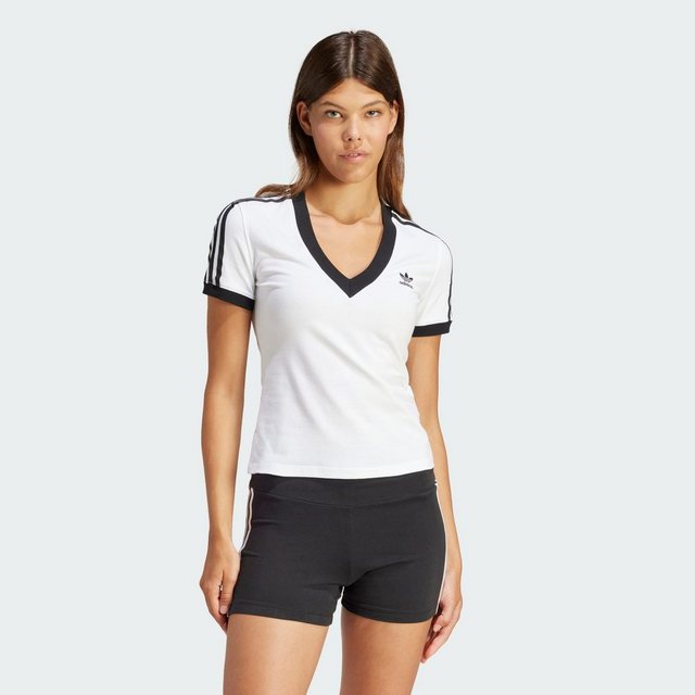 adidas Originals T-Shirt 3-STREIFEN V-NECK SLIM T-SHIRT günstig online kaufen