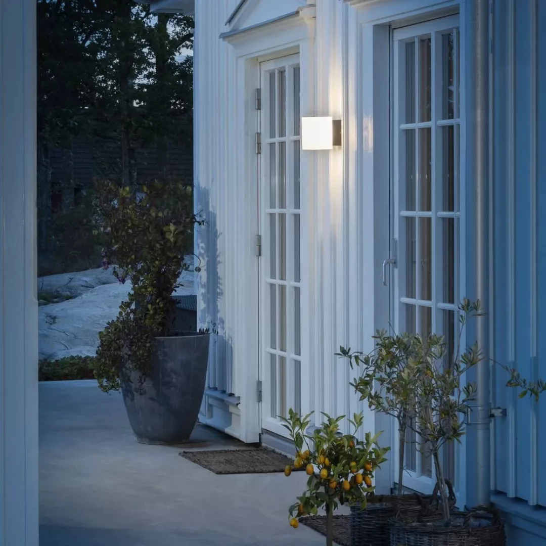 LED Außenwandleuchte aus Aluminium in Grau und Acrylglas in Weiß günstig online kaufen