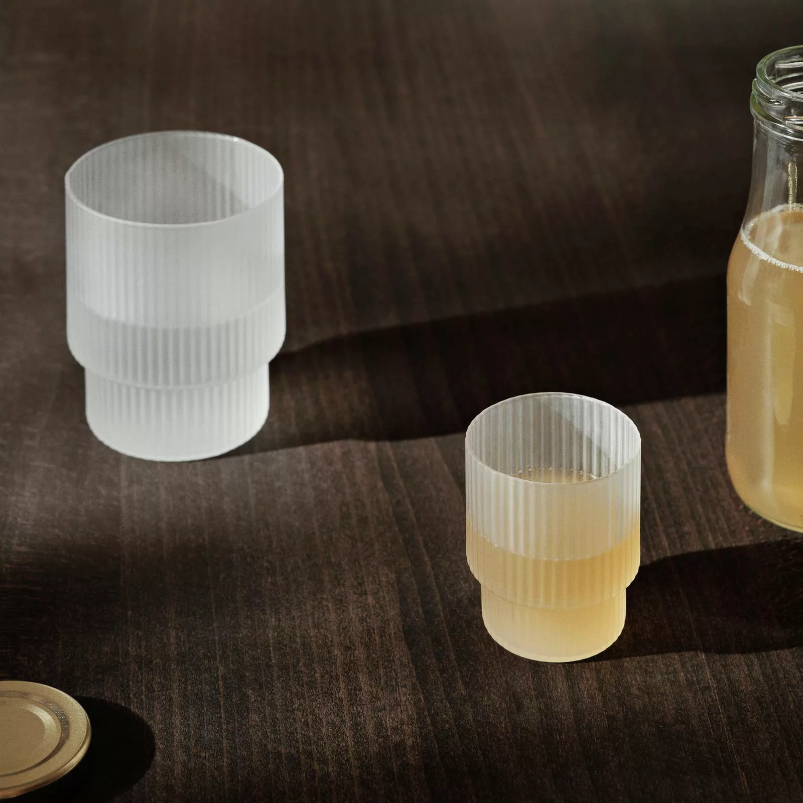 ferm LIVING Glas Ripple Small, weiß, 60 ml, Glas, 4er-Set günstig online kaufen