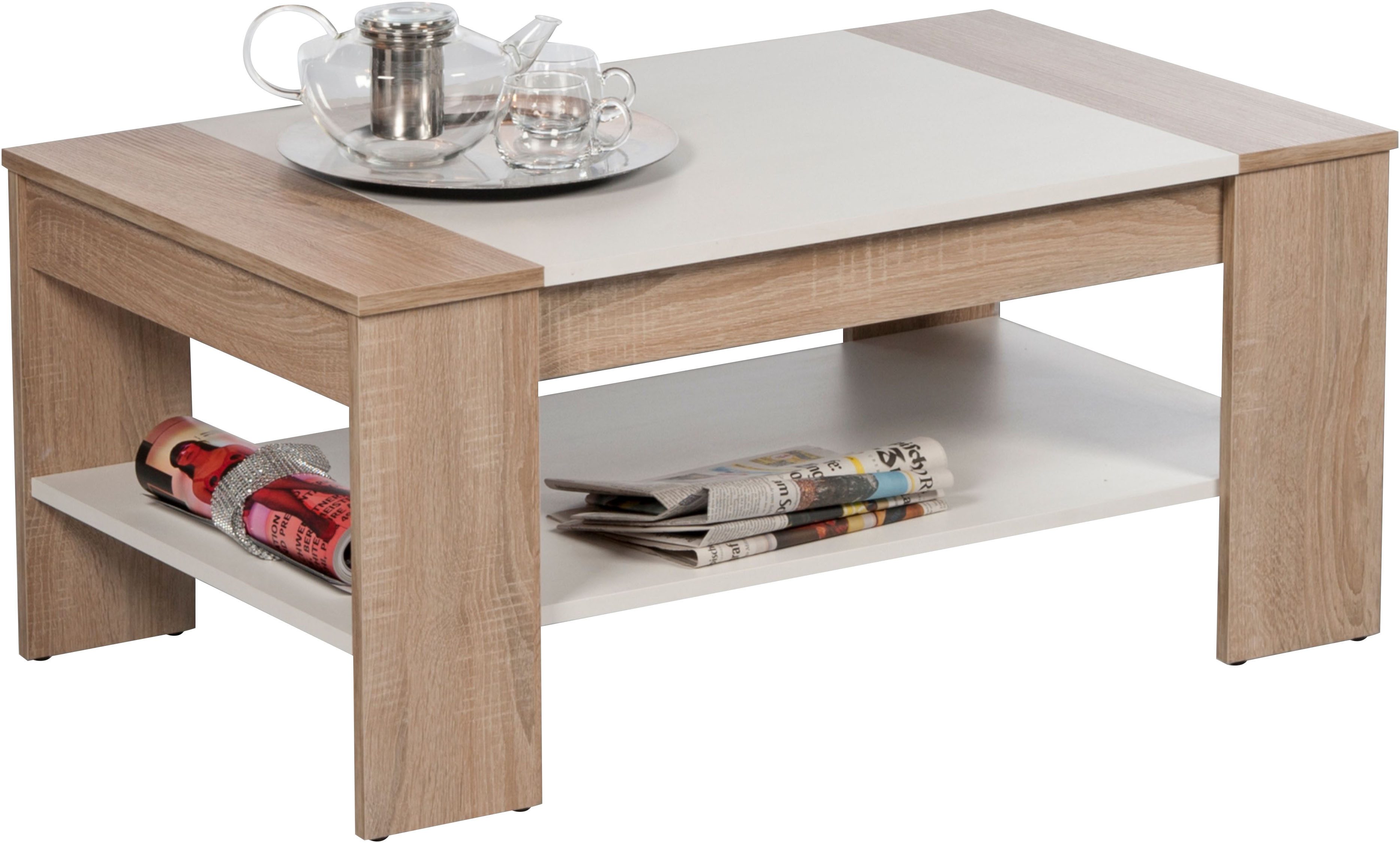 Stolkom Couchtisch "Finley mit Ablageboden, Eiche Sonoma Weiß, BxHxT 100x44 günstig online kaufen