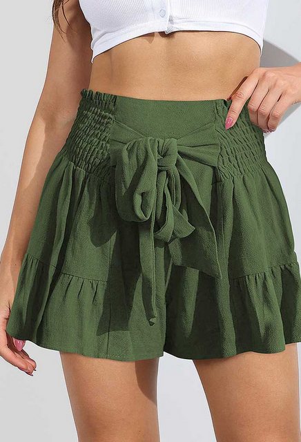 SEGUEN Culotte Drapierte lässige Culottes mit hoher Taille (Strappy Ruffle günstig online kaufen