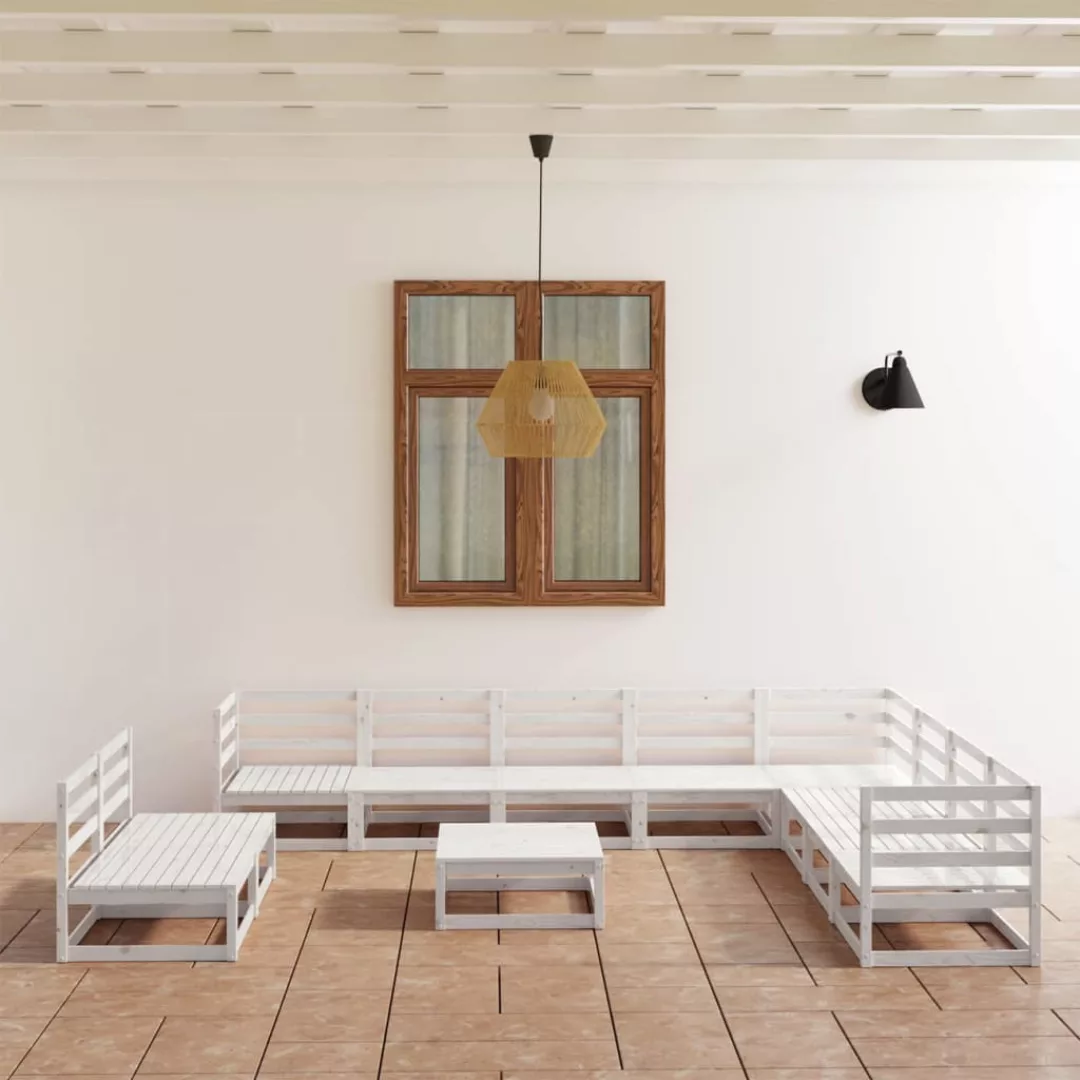 11-tlg. Garten-lounge-set Weiß Kiefer Massivholz günstig online kaufen