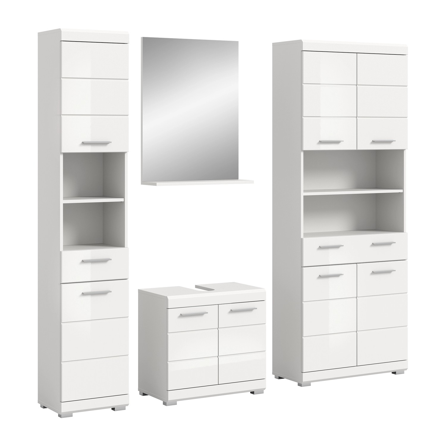 Badmöbel-Set SCHLOONSEE  4 teilig  bestehend aus: Hochschrank  Waschbeckenu günstig online kaufen