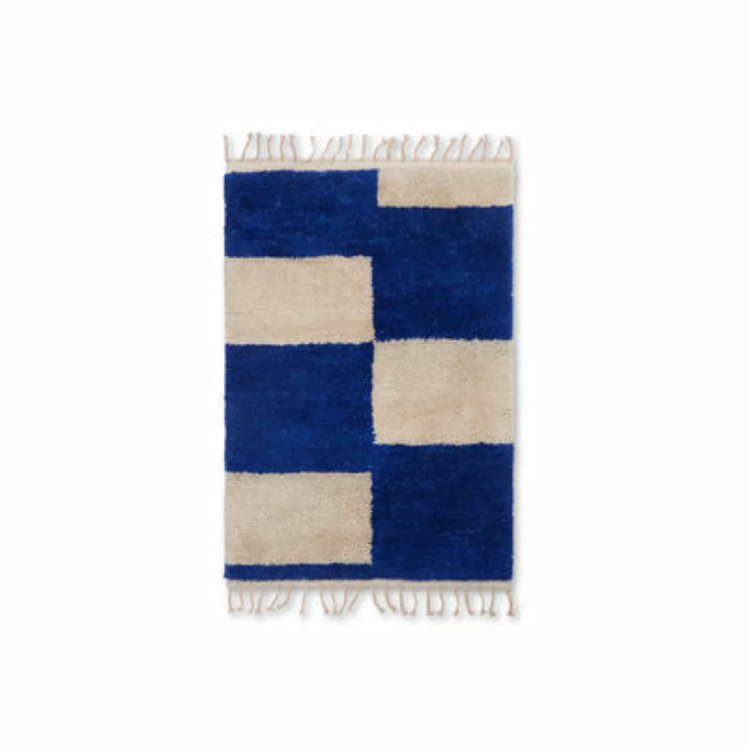 Teppich Mara Small textil blau / 80 x 120 cm - Handgeknüpfte Wolle - Ferm L günstig online kaufen