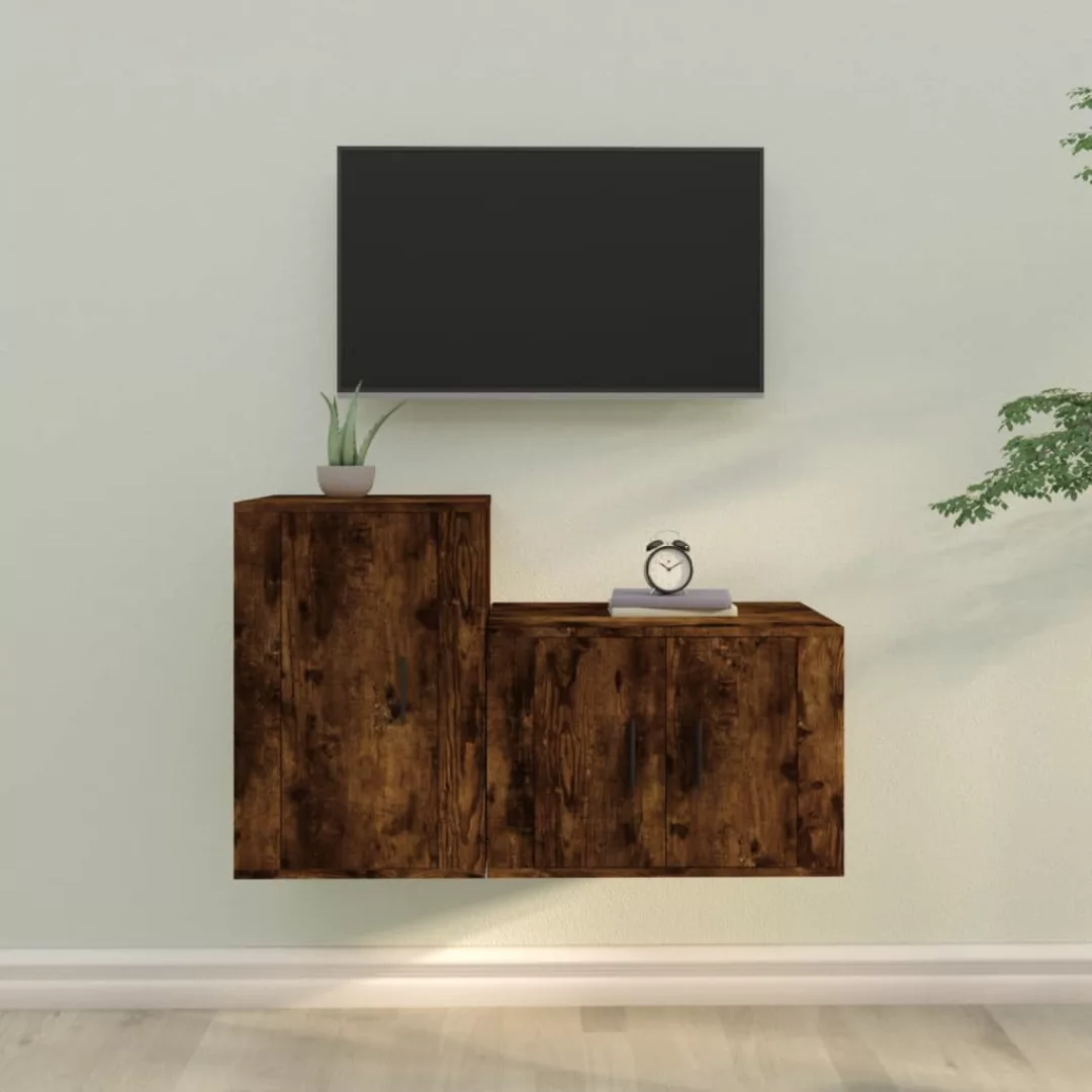 Vidaxl 2-tlg. Tv-schrank-set Räuchereiche Holzwerkstoff günstig online kaufen