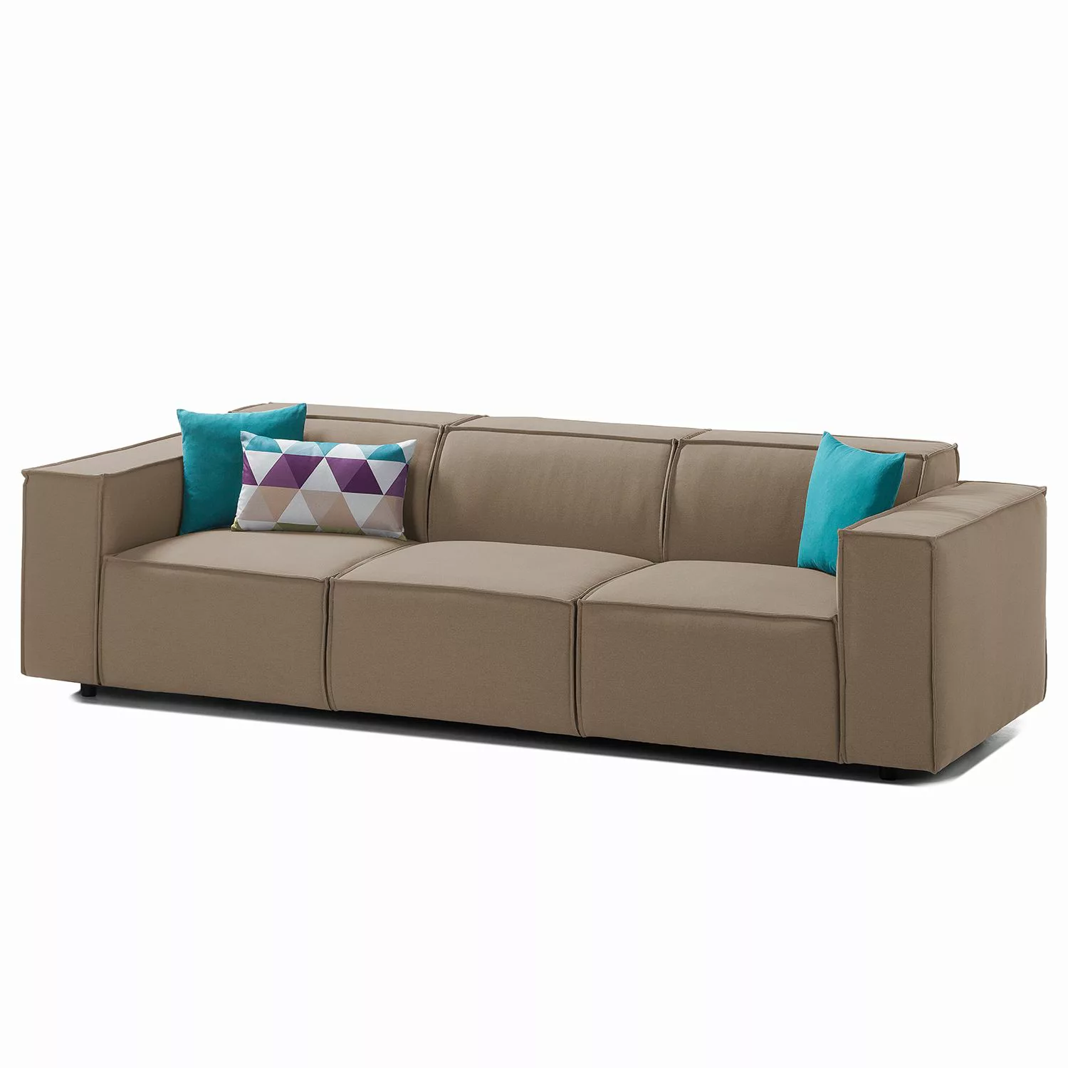 home24 Sofa Kinx 3-Sitzer Cappuccino Strukturstoff 260x72x96 cm (BxHxT) Mod günstig online kaufen