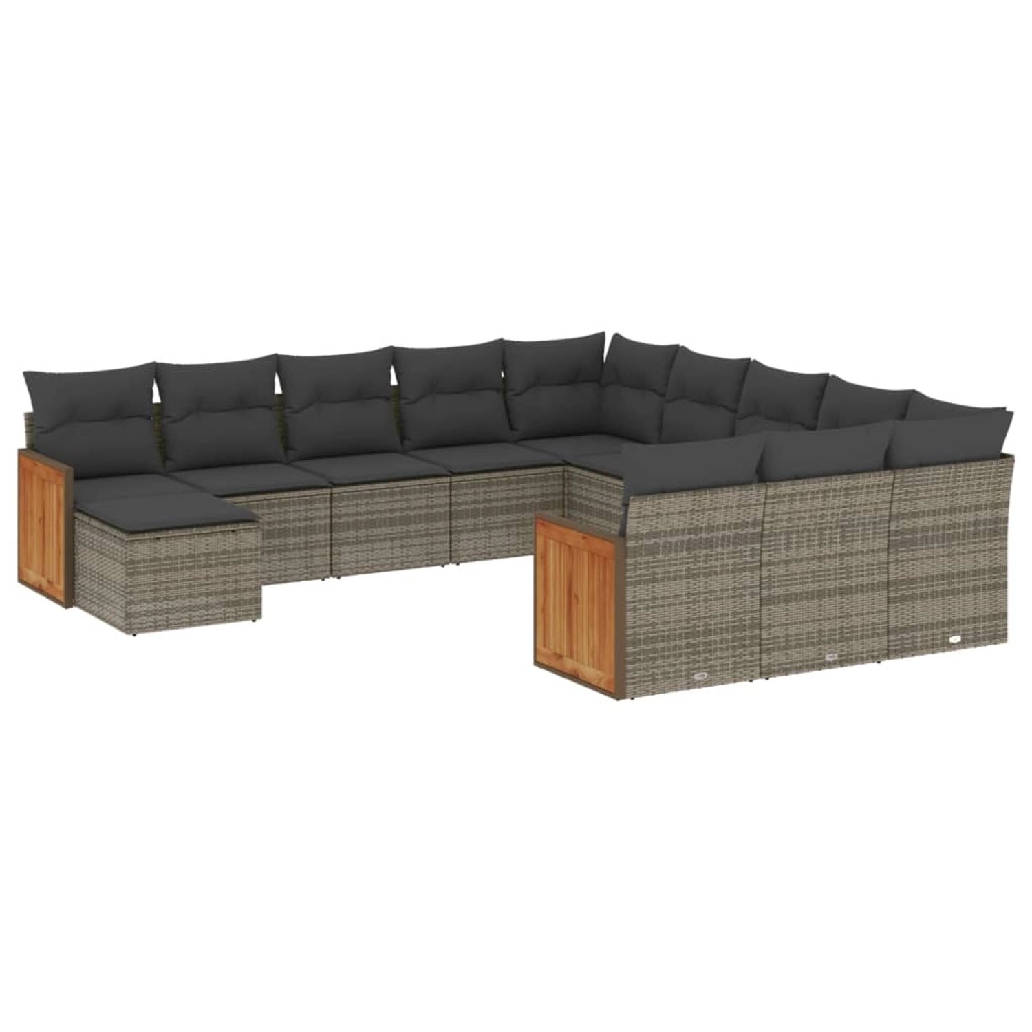 vidaXL 12-tlg Garten-Sofagarnitur mit Kissen Grau Poly Rattan Modell 50 günstig online kaufen