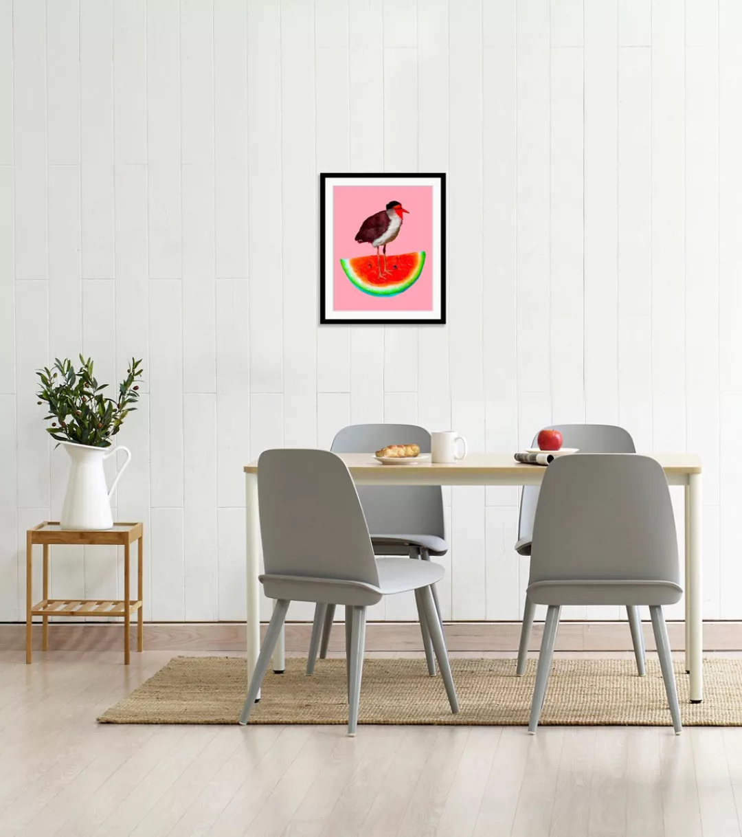 queence Bild "Josi", Wassermelone, gerahmt, Wassermelone, Vogel günstig online kaufen