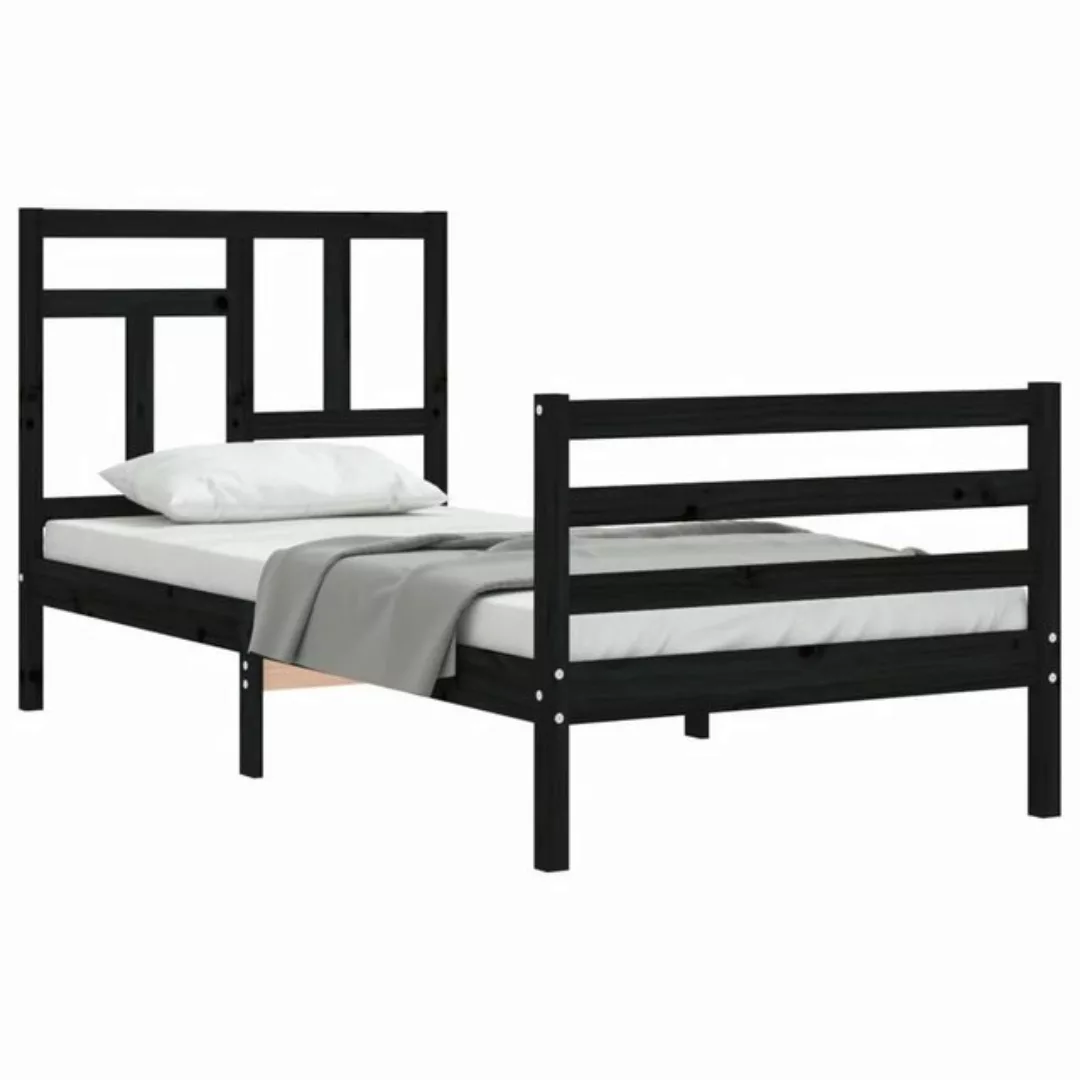 vidaXL Bett Massivholzbett mit Kopfteil Schwarz 90x200 cm günstig online kaufen