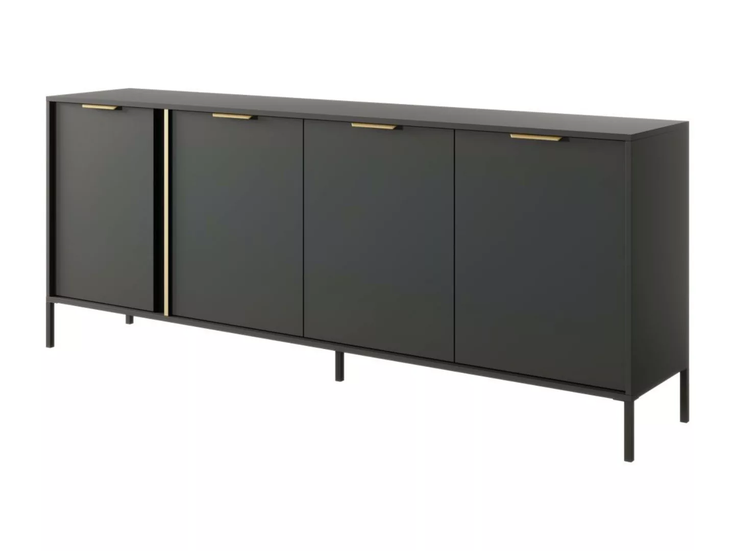 Sideboard mit 4 Türen - Anthrazit & Goldfarben - PAVELI günstig online kaufen