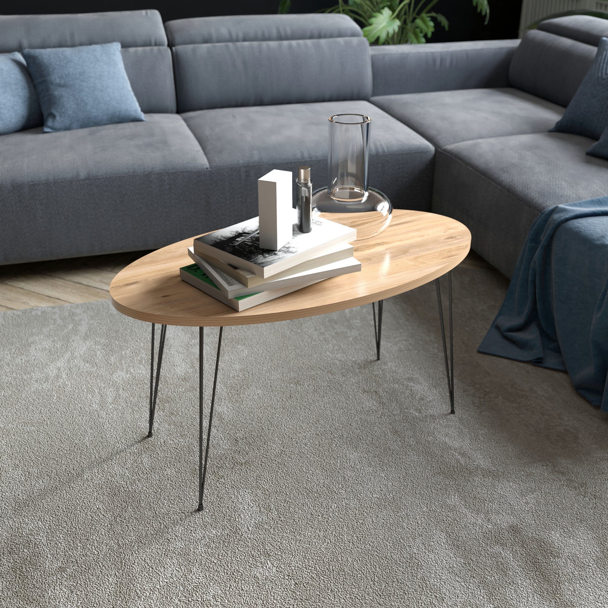 en.casa Couchtisch, »Skævinge« Sofatisch oval 43 günstig online kaufen