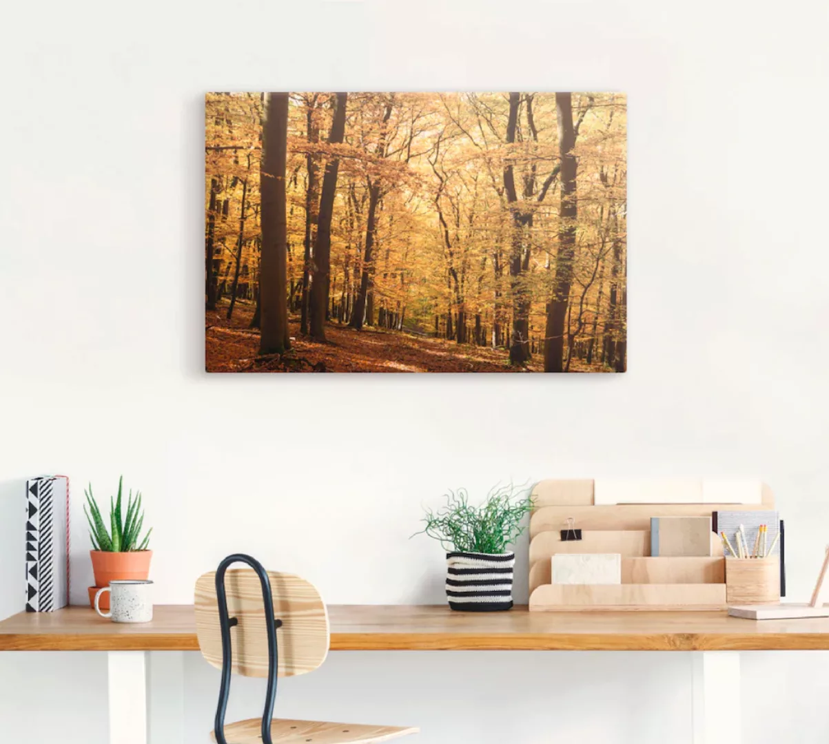 Artland Wandbild "Spaziergang im Herbstwald", Wald, (1 St.), als Alubild, O günstig online kaufen