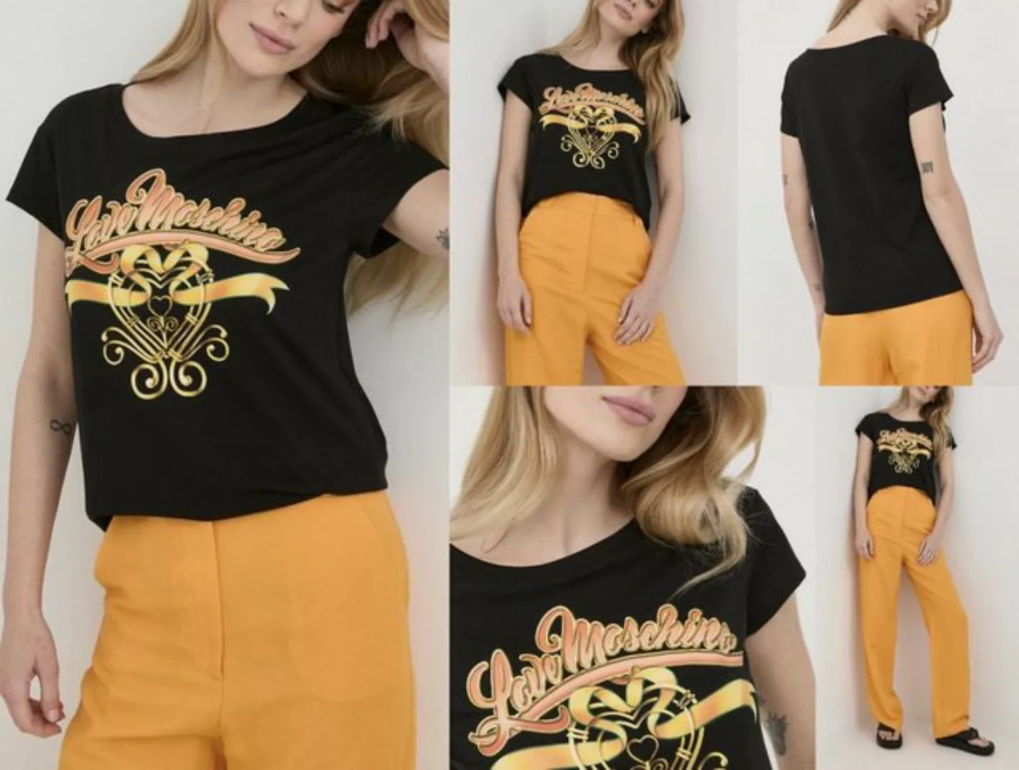 Moschino T-Shirt MOSCHINO LOVE Tee Bluse Logo Top Cotton T-shirt Bluse Retr günstig online kaufen