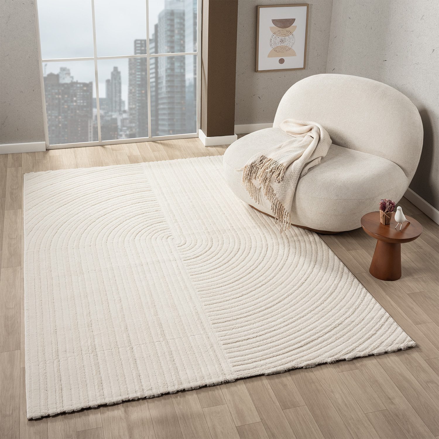 Vimoda Designteppich Moderner Dicht Hoch/Tief Wohnzimmer, günstig online kaufen