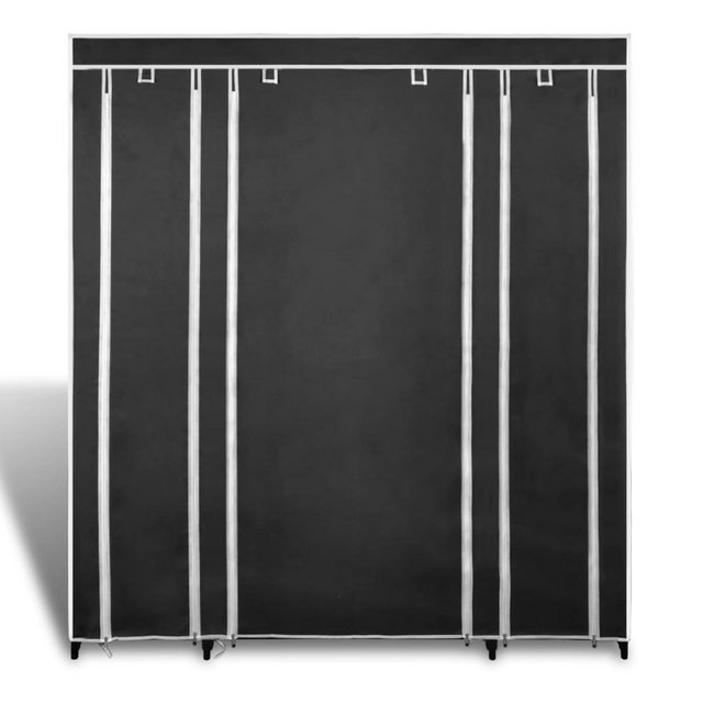 furnicato Stoffschrank mit Fächern Kleiderstangen 45×150×176 cm Schwarz günstig online kaufen