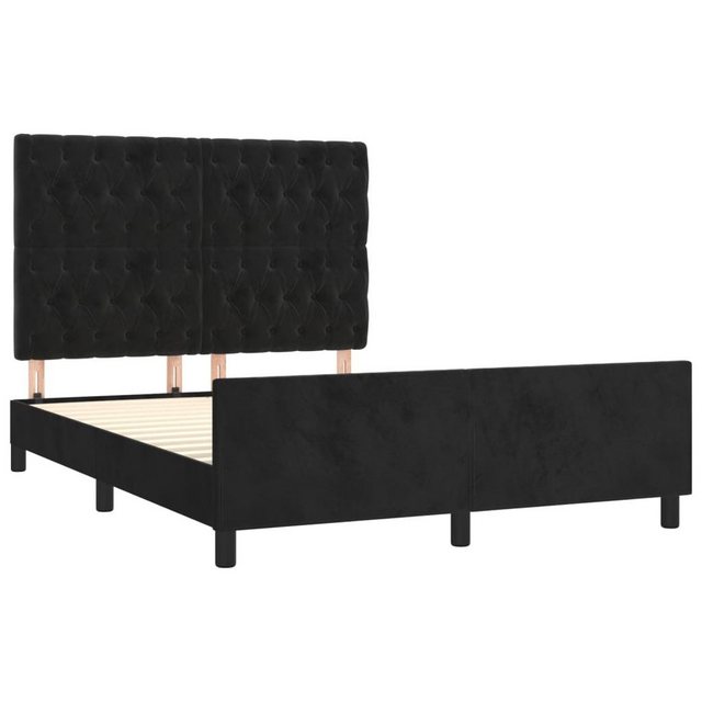 vidaXL Bettgestell Bettrahmen mit Kopfteil Schwarz 140x190 cm Samt Bett Bet günstig online kaufen