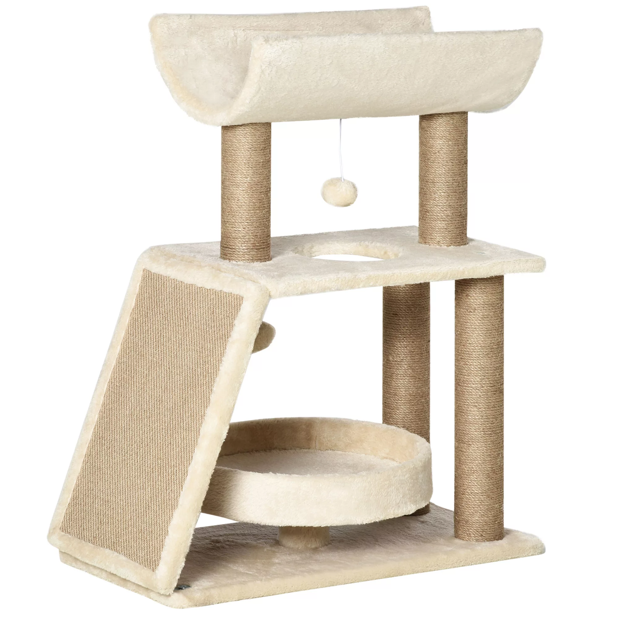 PawHut Katzen Kratzbaum Klein  76cm, mit Spielball & Sitzplatz, Indoor Klet günstig online kaufen