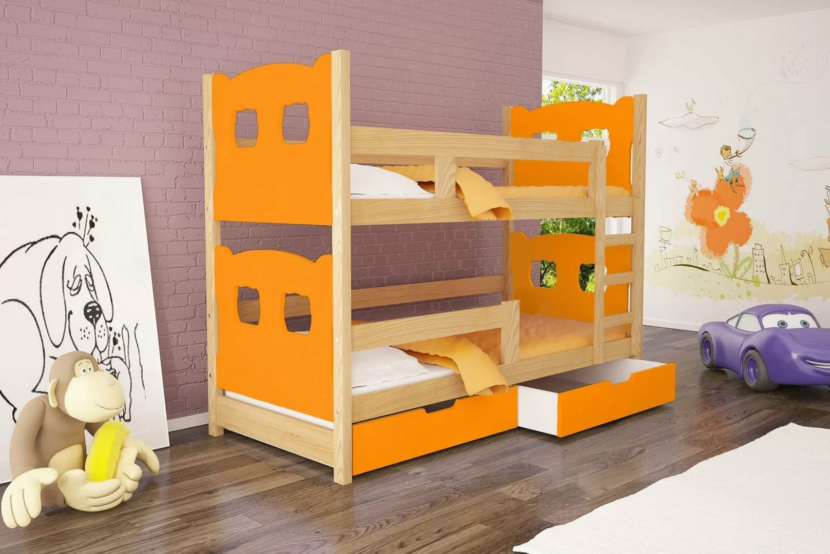 Stylefy Kinderbett Mecky (Kinderbett, Bett), 75x180 cm, mit Bettkasten, Kie günstig online kaufen