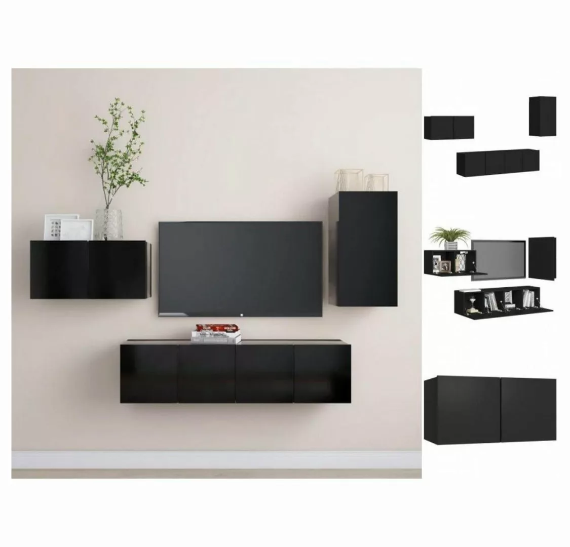 vidaXL TV-Schrank 4-tlg TV-Schrank-Set Schwarz Spanplatte günstig online kaufen